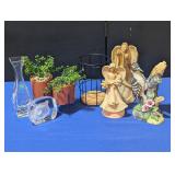 Artifical Plants, Tiger Paperweight, Angels, etc
