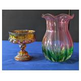 Amber Indiana Carnival Glass King's Thumbprint etc