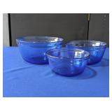Anchor Hocking Cobat Blue Mixing Bowl Set