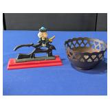 Vintage Cast Iron Nutcracker, Brass Trinket Dish