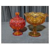 Moon & Stars Compote & Amber Heritage Candy Dish