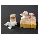 Dog w/Puppy Ashtray Tray w/Toothpick Holder
