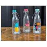 3 Tropical Carafes with Lids