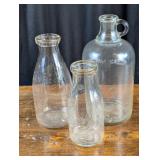 3 Vintage Milk Bottles: Ewing & Louisville KY