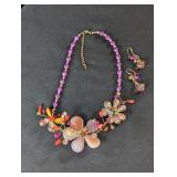 Bold Vintage Acrylic Flower Necklace & Earrings