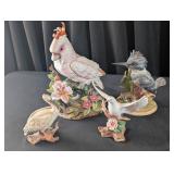 Pink Cockatoo, Kingfisher, White Dove, Pelican