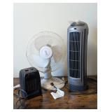Fan and 2 Heaters, One with Remote, All Power On