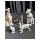 Dog Figurines: Greyhound, Dalmation, Schnauzer