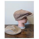 2 Tan Wool Caps: Broner Newsboy & Dockers