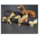 4 Dachshunds/Doxies: 1 Brass, 2 Onyx, 1 Wood-look