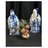 Figurines: Asian Wise Men & Bonsai Plum Tree