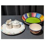 Mikasa Sugar Bowl, Creamer and Plate, and Bowls