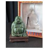 4' Jade Buddha on Wooden Base in Custom Fitted Box