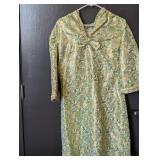 Vintage 60s Metallic Gold and Green Dress (8-10)