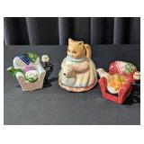 3 Cat Themed Tea Pots
