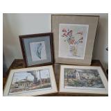 4 Framed Prints: Flowers, B&O Station & Becks Mill