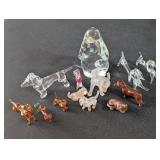 Glass Dachshund/Doxie figurines, etc