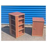 Revolving Media Shelves & Small Cabinet with Door