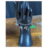 Silvertone Bracelet with some Sterling Charms