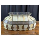 Clear Etched and Cream Slag Glass Bar Lamp