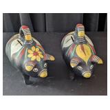 2 Hand Painted Piggy Banks from Mexico