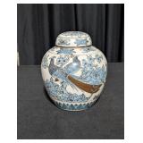 Gold Imari Blue Peacock Ginger Jar