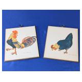 2 Rooster/Chicken Wall Plaques