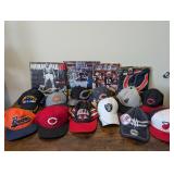 Large Sports Lot: Caps, Brady Book, Bears Cooler