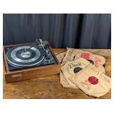 Vintage Penncrest Record Player & Vintage Records