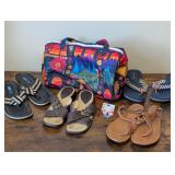 VW Bus Purse, Flamingo Earrings & Sandals,