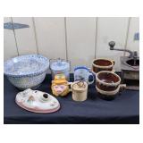 Pottery, Antique Ceramic Light Fixture, etc