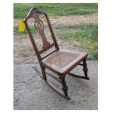 Medium Wooden Rocker with Woven Cane Seat