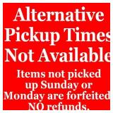 INFO: No Alternate Pickup Times Available