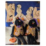 Sitting Witch/Cats, Sitting Ghosts, 2 Wall Ghosts