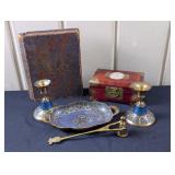 Brass Candle Holders. Tray etc