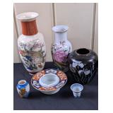Asian Ceramics: Vases, Ashtray, Miniatures