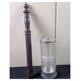 Vintage Barbicide Bottle and Antique Billy Club