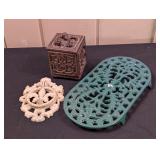 Cast Iron Trivet, Fleur De Lis Door Knocker etc