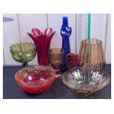 Colorful Glassware with Blue Cat Bottle