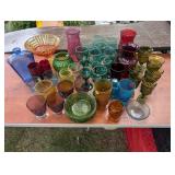 Box Lot: Colored Glassware - Glasses, Bowls, etc.