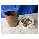 Vintage Clothes Pins in Bag & Tin