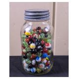 Golden Harvest Canning Jar with Marbles