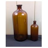 Large and Small Amber/Brown Apothecary Bottles