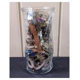Vase of Misc. Fashion Jewelry Pieces and Parts