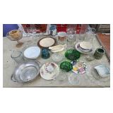 Box Lot: Glassware, Bowls, Bamboo Planter, Bowls