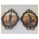 Antique Angelus Prings on Convex, Ornate Frames