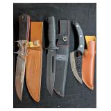 Knife: 3 Fixed Blade Knives with Sheath