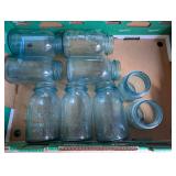 9 Various Blue Ball Peferct Mason Jars