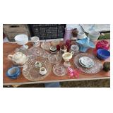 Box Lot: Glassware, Piano Trinket Box, etc.