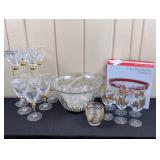 Vintage Punch Bowl w/Cups, Hangers, Ladle, etc